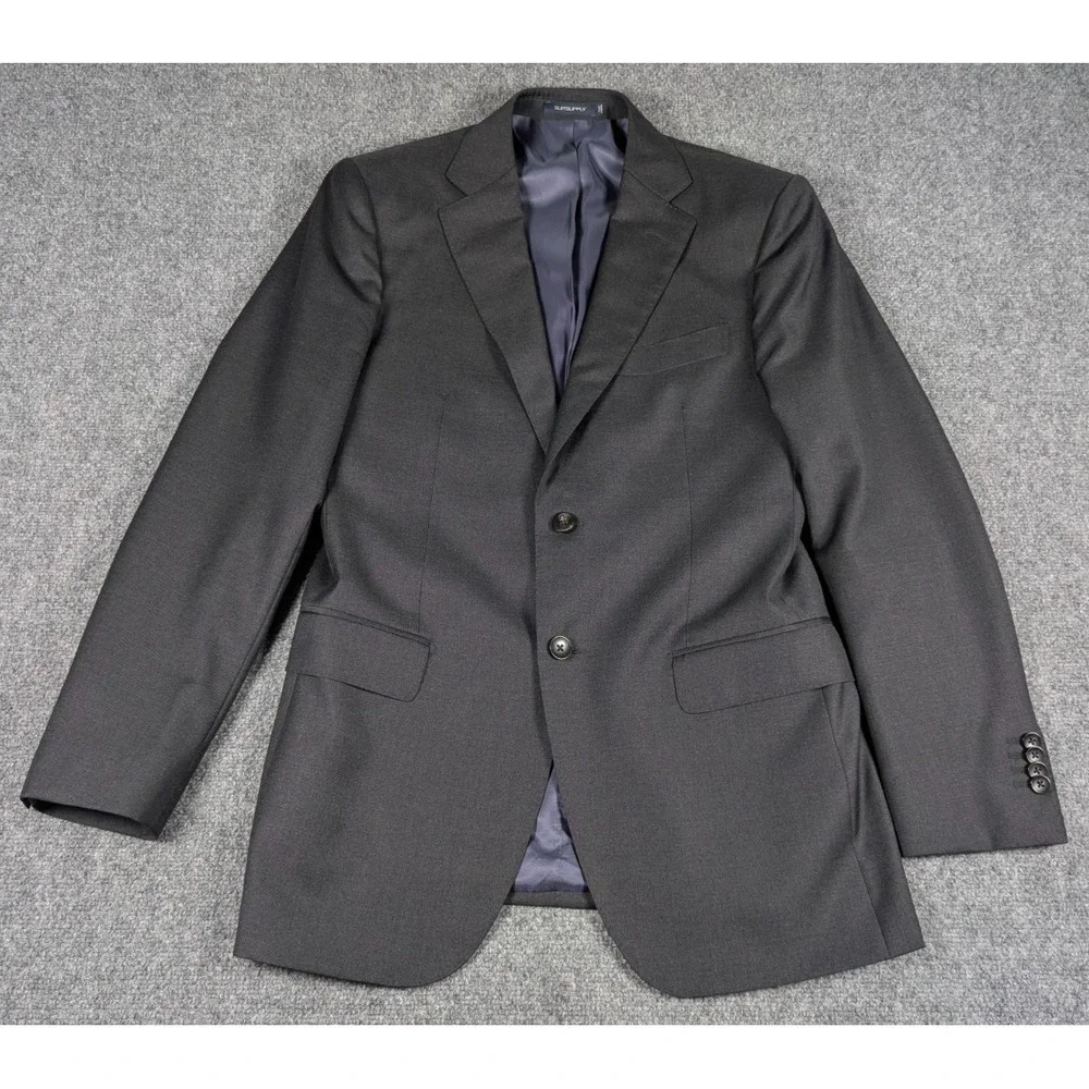 Suitsupply Napoli Suit Mens 40L EU 98 Dark Gray Wool Brescia Pants 2 Piece